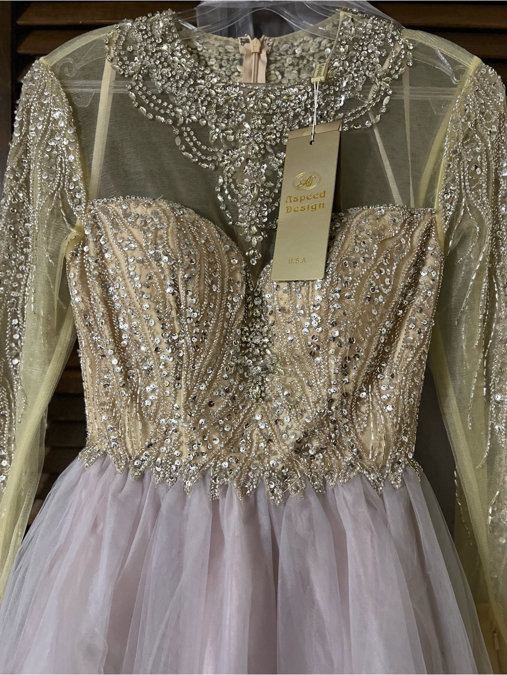 NWT Gold & Blush Tulle Dress